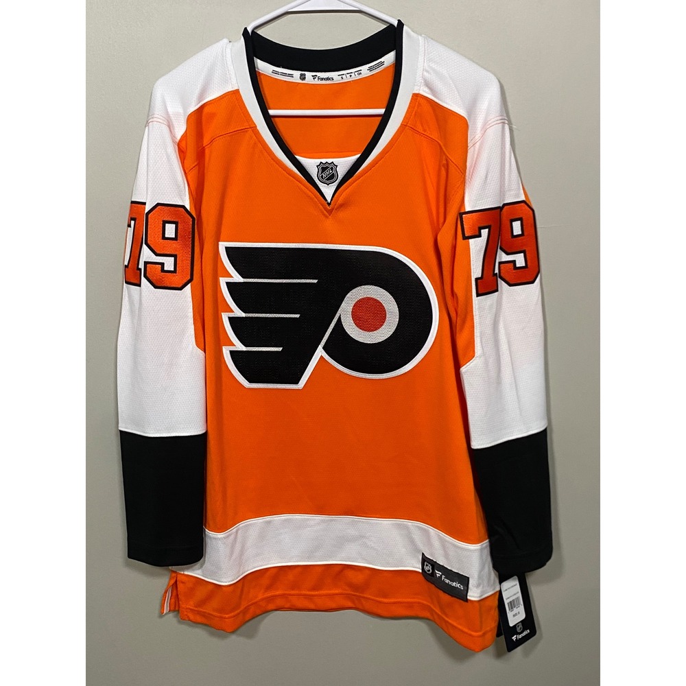 NWT Fanatics Philadelphia Flyers Jersey Mens S Orange Carter Hart 79 NHL